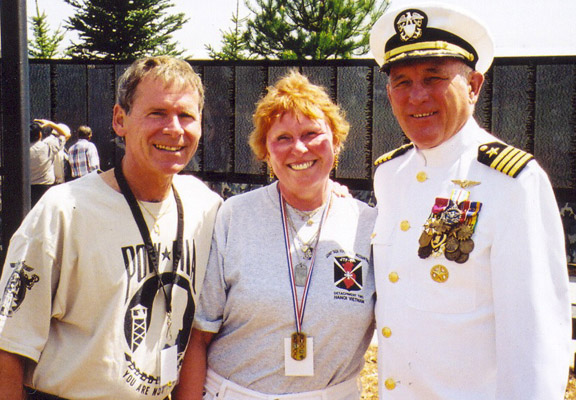 Gary Denitto, Sharon Denitto and Capt John (Mike) McGrath. Moving Wall 2004, Castle Rock, Colorado
